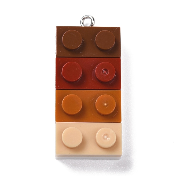 

PandaHall Resin Pendants, with Platinum Iron Loop, Toy Bricks, Colorful, 36x15.5x8mm, Hole: 2.6mm Iron+Resin Others