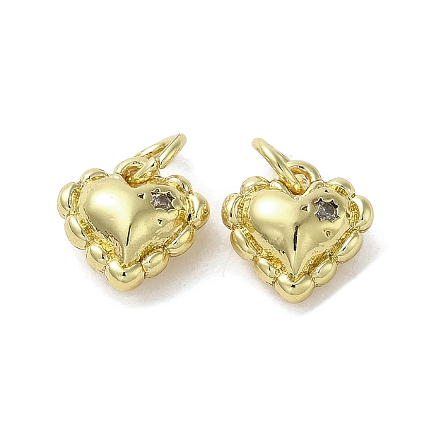 

PandaHall Rack Plating Brass Micro Pave Clear Cubic Zirconia Charms, Lead Free & Cadmium Free, Long-Lasting Plated, Heart Charms, Real 18K...