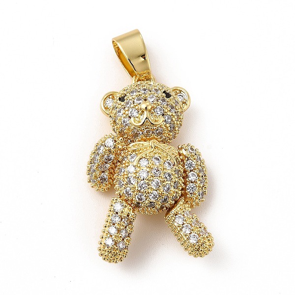 

PandaHall Rack Plating Brass Micro Pave Cubic Zirconia Pendants, Cadmium Free & Lead Free, Real 18K Gold Plated, Mechanical Charm, Bumpy..., Clear