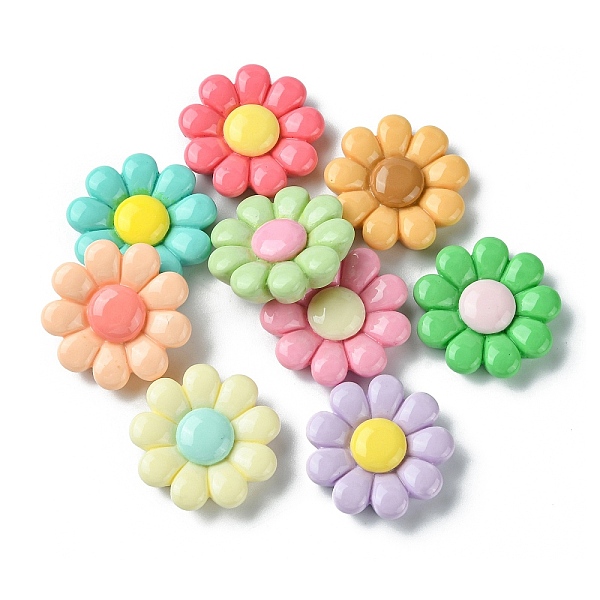 

PandaHall Opaque Resin Cabochons, Flower, Mixed Color, 6.5x26mm Resin Flower Multicolor