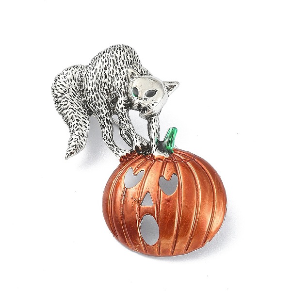 

PandaHall Alloy Glass Rhinestone Brooches, Enamel Pins, for Halloween, Pumpkin, 46x31x7mm Alloy+Rhinestone Pumpkin