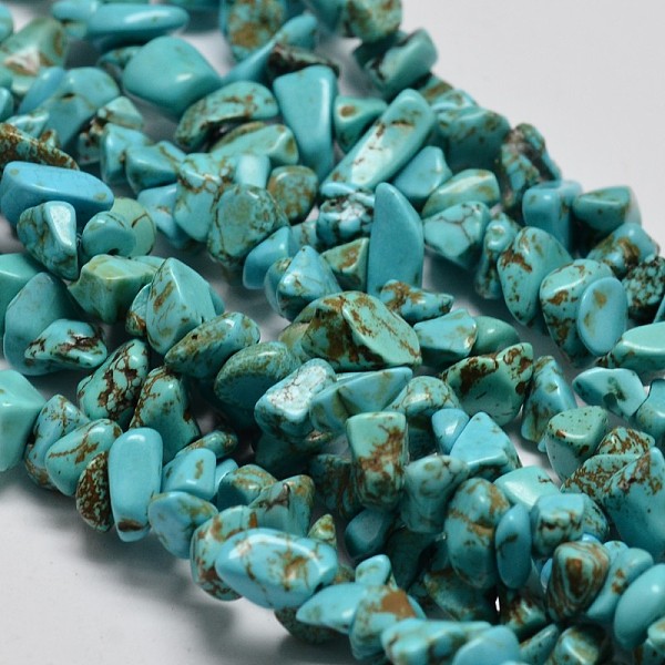 

PandaHall Chips Synthetic Turquoise Beads Strands, Dyed, Dark Turquoise, 5~8x5~8mm, Hole: 1mm, 34 inch Synthetic Turquoise Chip Cyan