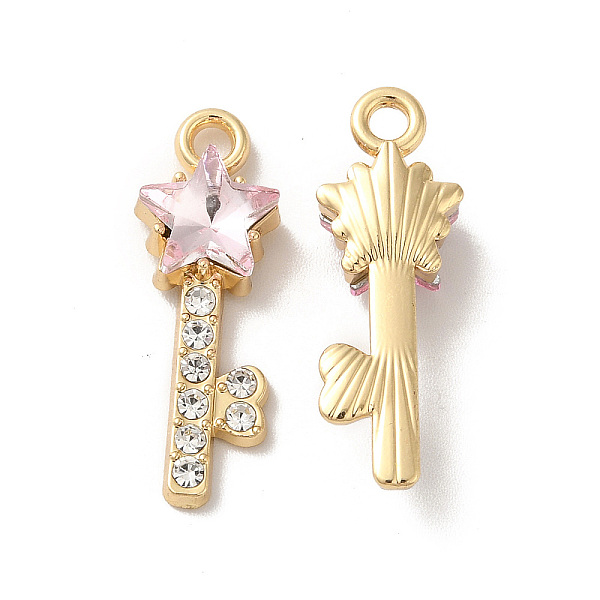 

PandaHall Rack Plating Alloy Rhinestone Pendants, Nickel Free, with Glass, Star Key Charms, Golden, Pink, 24x8.5x5.5mm, Hole: 2mm...