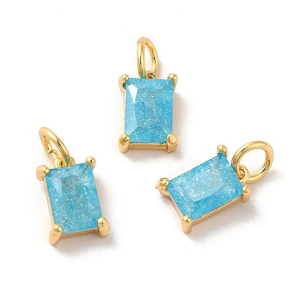 

PandaHall Real 18K Gold Plated Brass Micro Pave Cubic Zirconia Pendants, with Jump Rings, Rectangle, Sky Blue, 10x6x4mm, Hole: 3mm...