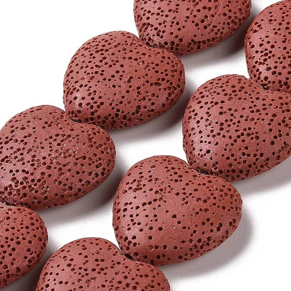 

PandaHall Natural Lava Rock Beads Strands, Dyed, Heart, Indian Red, 26~30x26~30mm, Hole: 2mm, about 15 pcs/strand Lava Rock Heart Red