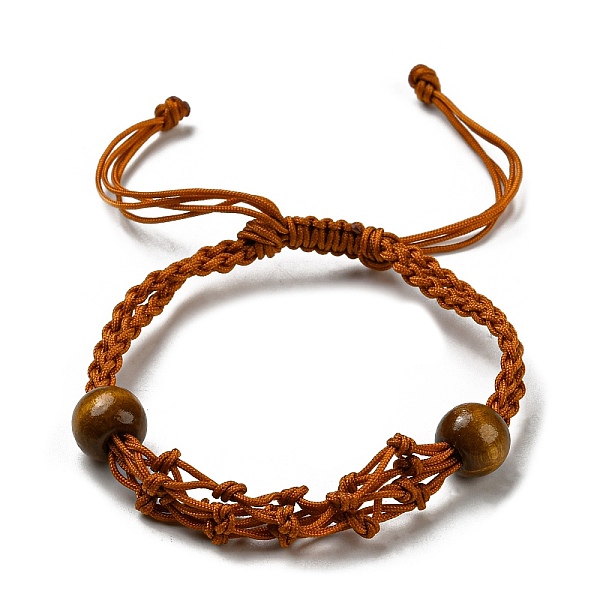 

PandaHall 4Pcs Nylon Braided Bracelet, with Natural Wood Beads, Macrame Pouch Empty Stone Holder for Adjustable Bracelet Making, Saddle...
