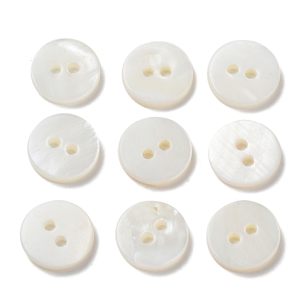 

PandaHall Natural Freshwater Shell Buttons, 2-Hole, Flat Round, Seashell Color, 10x1.8mm, Hole: 1.2mm Shell Flat Round