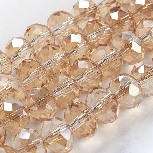 

PandaHall Electroplate Glass Beads Strands, Faceted Rondelle, Pale Goldenrod, 8x5~6.5mm, Hole: 1mm, about 65~68pcs/strand, 15.7~16.1 inch..., Yellow