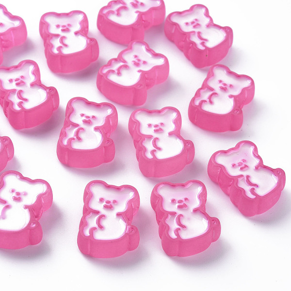 

PandaHall Transparent Acrylic Beads, with Enamel, Frosted, Bear, Hot Pink, 26.5x20x9mm, Hole: 3mm Acrylic Bear