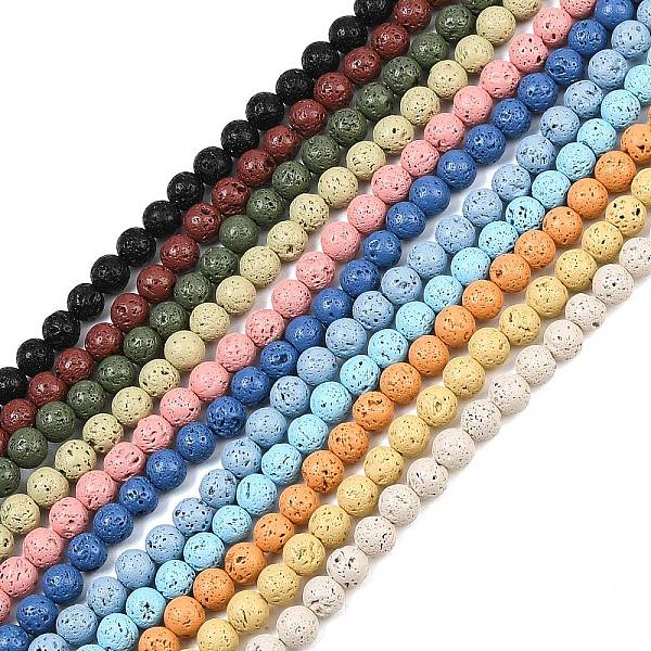 Brins de perles de pierre de lave naturelle