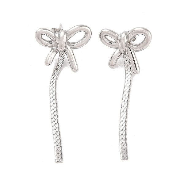 

PandaHall 304 Stainless Steel Stud Earrings for Women, Bowknot, Stainless Steel Color, 55x20mm 304 Stainless Steel Bowknot