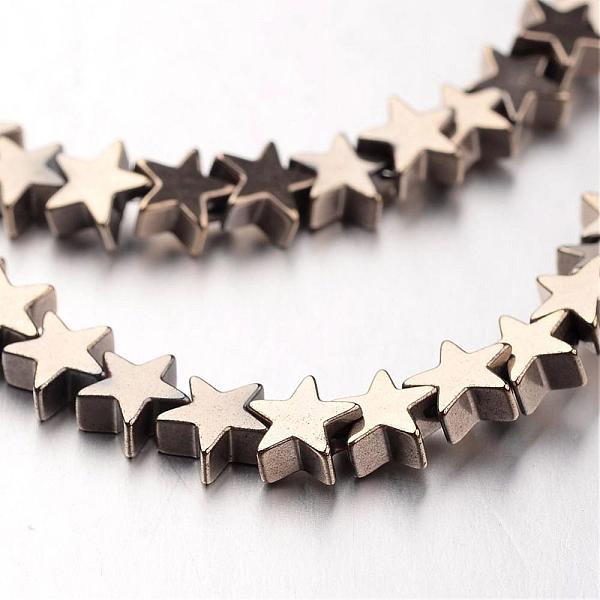 

PandaHall Electroplate Non-magnetic Synthetic Hematite Bead Strands, Star, Antique Bronze Plated, 6x6x2~3mm, Hole: 1mm, about 86pcs/strand...