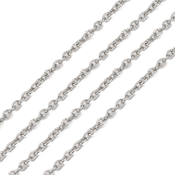 

PandaHall Iron Textured Cable Chains, Unwelded, with Spool, Platinum, 3x2x0.6mm, about 328.08 Feet(100m)/roll Iron