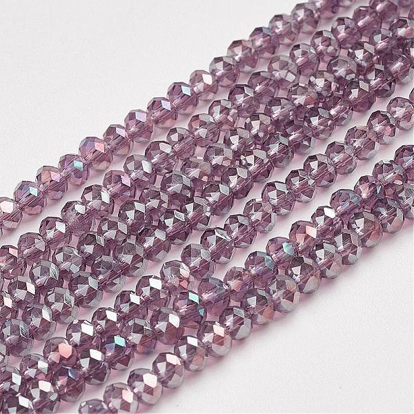 

PandaHall Electroplate Glass Beads Strands, AB Color Plated, Faceted, Rondelle, Medium Purple, 3x2mm, Hole: 1mm, about 113~115pcs/strand...