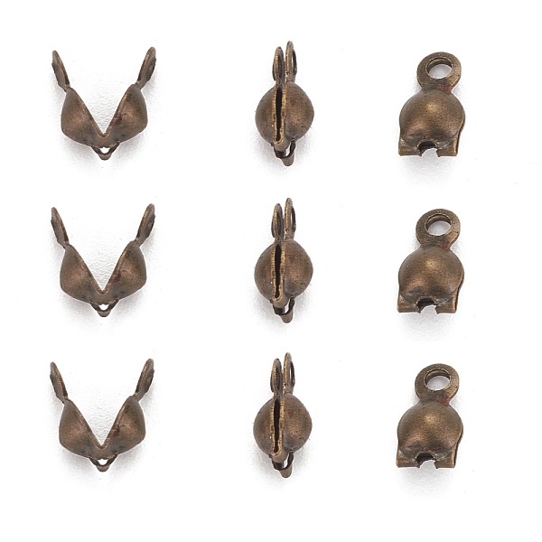 

PandaHall Iron Bead Tips, Calotte Ends, Clamshell Knot Cover, Nickel Free, Antique Bronze, Size: about 7.5mm long, 4mm wide, 3mm inner...