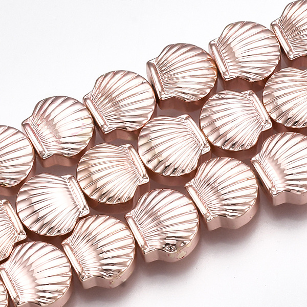 

PandaHall Electroplate Non-magnetic Synthetic Hematite Beads Strands, Scallop Shell Shape, Rose Gold Plated, 8x9x4mm, Hole: 1mm, about...