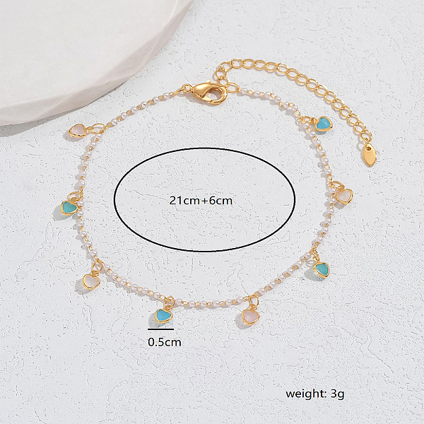 

PandaHall Brass Micro Pave Cubic Zirconia Anklets for Women, Heart Brass Heart
