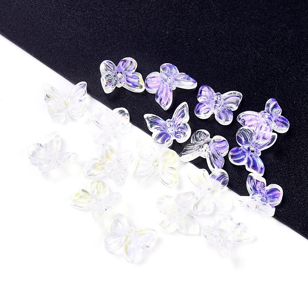 

PandaHall Electroplate Glass Beads, with Golden Foil, Butterfly, Clear AB, 10x11x4mm, Hole: 1mm Glass Butterfly White