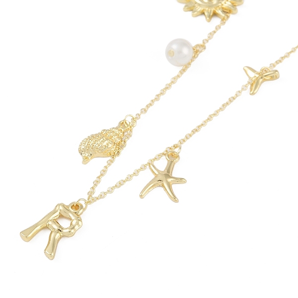 

PandaHall Bohemian Summer Beach Style 18K Gold Plated Shell Shape Initial Pendant Necklaces Brass