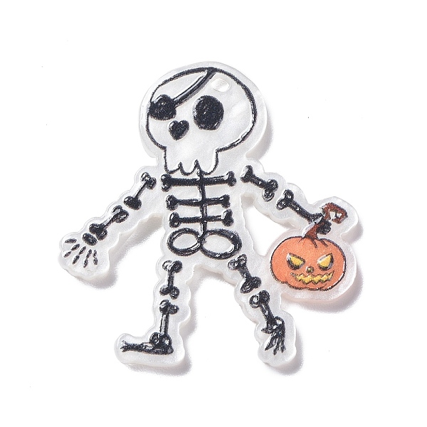 

PandaHall Halloween Style Printed Acrylic Pendants, Skull, 38x35x2.5mm, Hole: 2mm Acrylic Skull Black