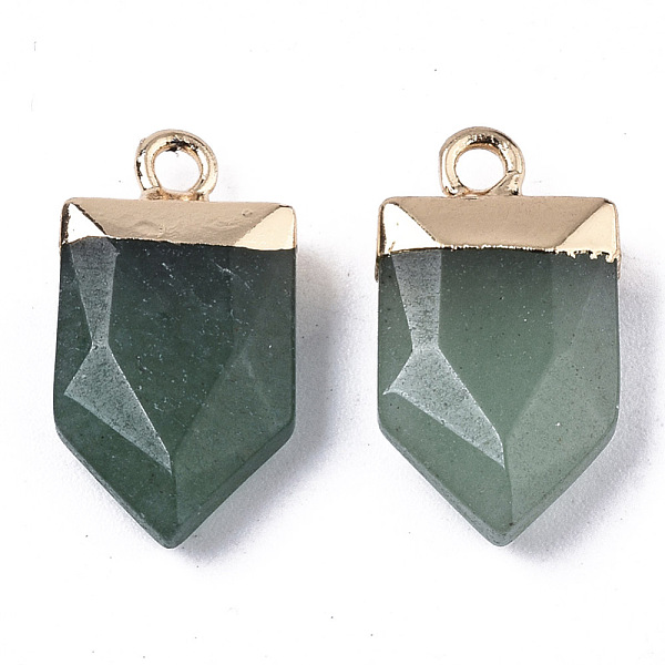 Natural Green Aventurine Pointed Pendants