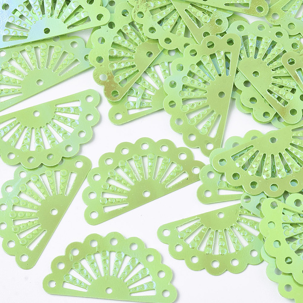 

PandaHall Ornament Accessories, PVC Plastic Paillette/Sequins Beads, AB Color, Fan, Green Yellow, 15x29x0.5mm, Hole: 1.2mm, about...