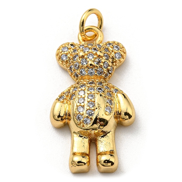 

PandaHall Brass with Cubic Zirconia Pendants, Long-Lasting Plated, Lead Free & Cadmium Free, Real 18K Gold Plated, Bear, Clear...
