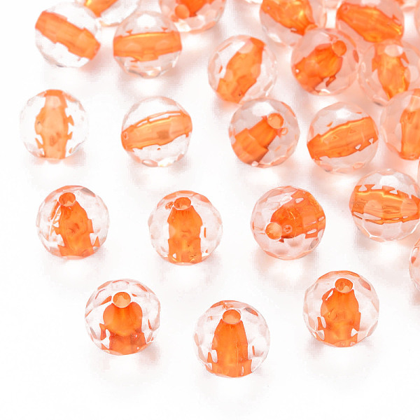 

PandaHall Transparent Acrylic Beads, Round, Faceted, Orange, 12x11.5mm, Hole: 1.8mm, about 550pcs/500g Acrylic Round Orange