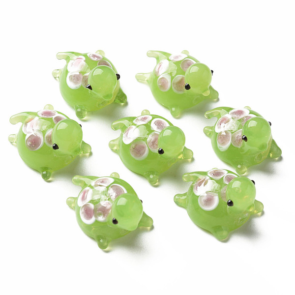 

PandaHall Handmade Lampwork Beads, Tortoise, Light Green, 19~20x14.5x14.5~15.5mm, Hole: 1.2mm Lampwork Tortoise