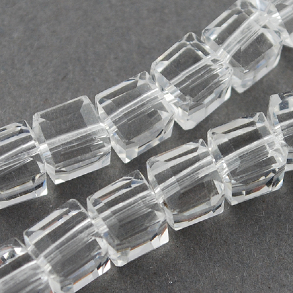 

PandaHall Glass Bead Strands, Faceted, Cube, Clear, 6x6x6mm, Hole: 1mm, about 100pcs/strand, 22 inch Glass Cube Clear