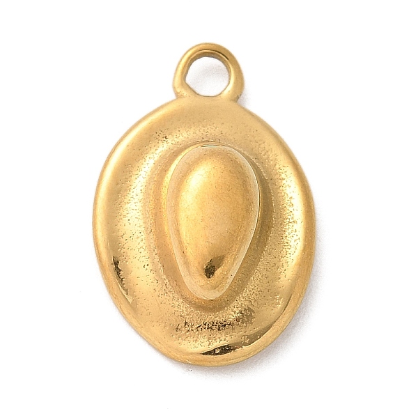 304 Stainless Steel Pendants, Cowboy Hat Charm, Real 18K Gold Plated, 17x11x5mm, Hole: 2mm