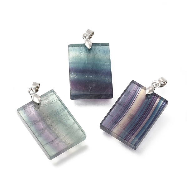

PandaHall Natural Fluorite Pendants, Rectangle Charms, with Rack Plating Brass Findings, Platinum, 44.5x25.5x9.5mm, Hole: 7x4.5mm Fluorite...