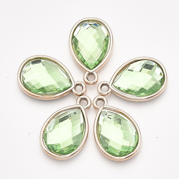 

PandaHall UV Plating Acrylic Pendants, with Acrylic Rhinestone, Faceted, Teardrop, Light Gold, Light Green, 25x16x4.5mm, Hole: 2mm Acrylic...