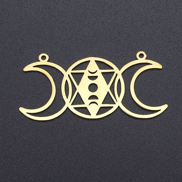 

PandaHall Ion Plating(IP) 201 Stainless Steel Connector Charms, Laser Cut Triple Moon Goddess Links, Religion, Flat Round with Star of David...