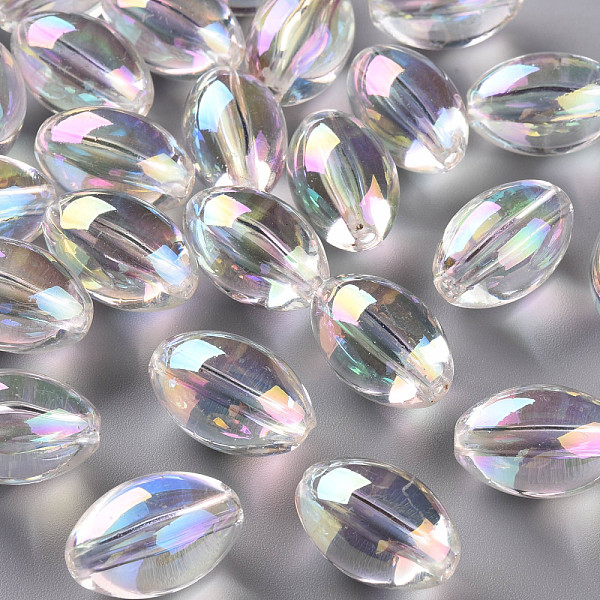 

PandaHall Transparent Acrylic Beads, AB Color Plated, Oval, Clear AB, 20x13mm, Hole: 2mm Acrylic Oval White