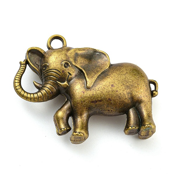 

PandaHall Tibetan Style Alloy Pendants, Elephants, Cadmium Free & Lead Free, Antique Bronze, 32x41x10.5mm, Hole: 3.5mm Alloy Elephant