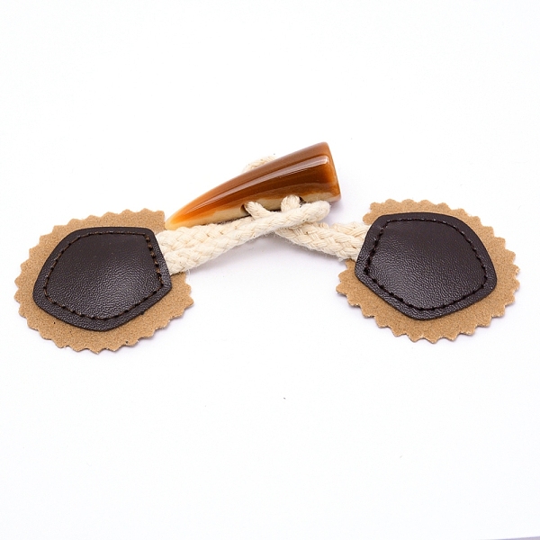 

PandaHall Resin Button, PU Leather Thread Horn Toggle Button, Sewing Accessories, 1-Hole, Dyed, Triangle, Camel, 45x150x15mm Resin Triangle..., Brown