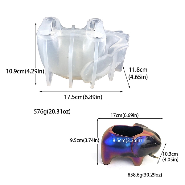 

PandaHall DIY Elephant Silicone Pen Storage Molds, Resin Casting Coaster Molds, For UV Resin, Epoxy Resin Craft Making, White, 109x175x118mm...