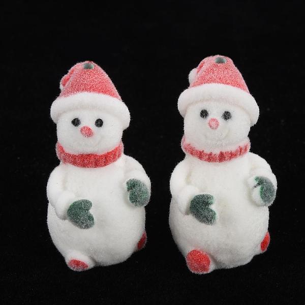 

PandaHall Flocky Plastic Half Drilled Beads, Christmas Snowman, White, 33x20x17mm, Half Hole: 1.2mm Plastic Human White