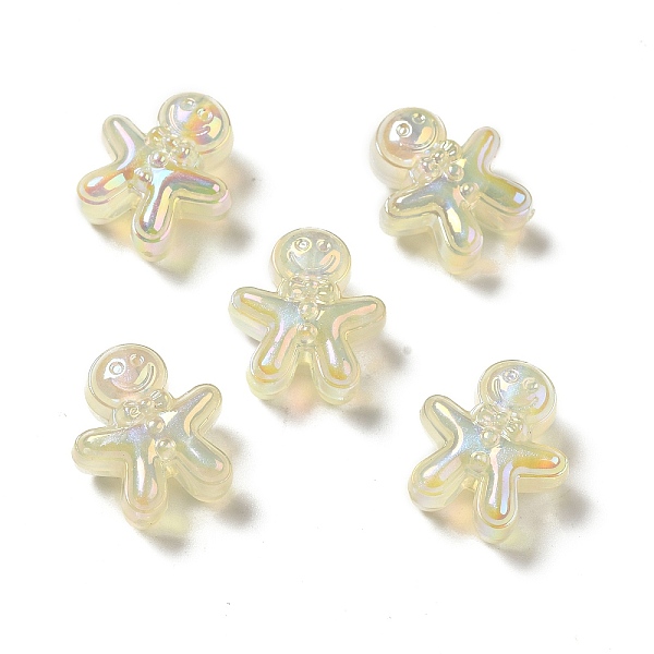 

PandaHall UV Plating Rainbow Iridescent Acrylic Beads, Christmas Gingerbread Man, Pale Goldenrod, 20x18x10.5mm, Hole: 3.5mm Acrylic Human