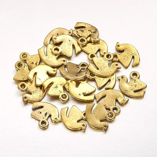 

PandaHall Alloy Charms, Dove of Peace, Antique Golden, 16x13x1.5mm, Hole: 2mm Alloy Bird