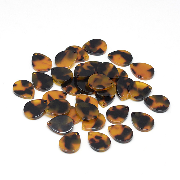 

PandaHall Cellulose Acetate(Resin) Pendants, teardrop, Goldenrod, 18x13.5x2.5mm, Hole: 1.5mm Cellulose Acetate Teardrop Gold