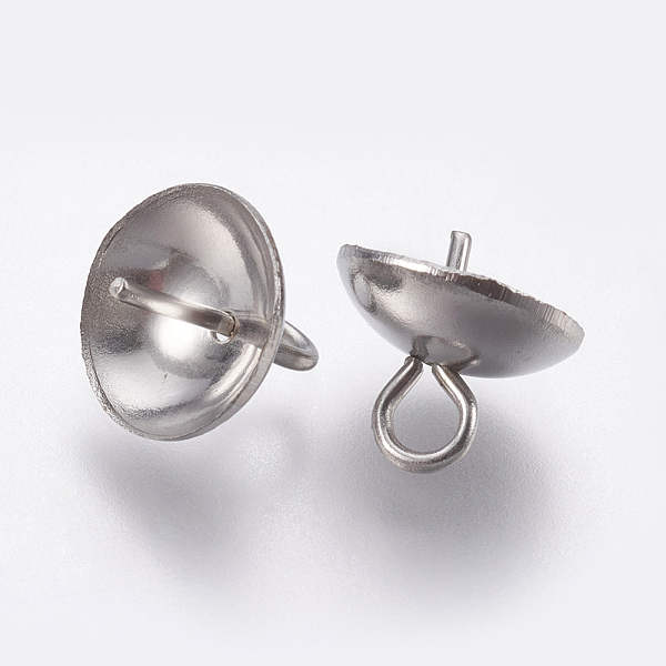 

PandaHall 201 Stainless Steel Cup Pearl Peg Bails Pin Pendants, For Half Drilled Beads, Stainless Steel Color, Tray: 7mm, 8x8mm, Hole: 1.5mm...