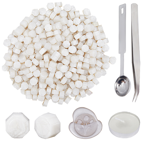 

PandaHall CRASPIRE 400Pcs Octagon Sealing Wax Particles, with 1Pc Stainless Steel Spoon and 2Pcs Candles and 1Pc Iron Beading Tweezers, for...