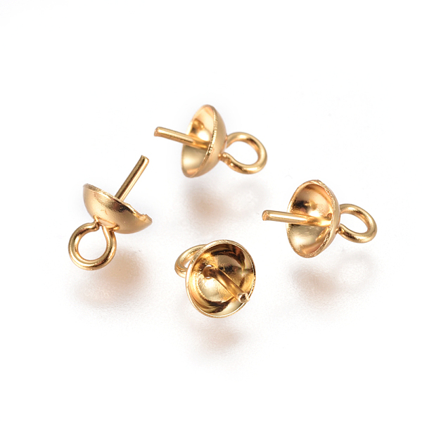

PandaHall 304 Stainless Steel Cup Pearl Peg Bails Pin Pendants, For Half Drilled Beads, Golden, 8x5mm, Hole: 1.8mm, Pin: 0.7mm 304 Stainless...