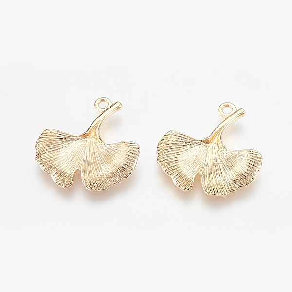 

PandaHall Brass Pendants, Nickel Free, Ginkgo Leaf, Real 18K Gold Plated, 22x21x2.5mm, Hole: 1.6mm Brass Leaf