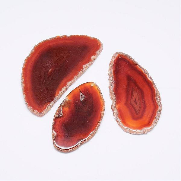 

PandaHall Natural Agate Slices Big Pendants, Dyed, Coral, 50~110x27~60x5~10mm, Hole: 2mm, about 20~40pcs/kg Natural Agate Others Red