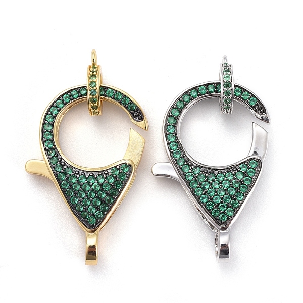 

PandaHall Brass Micro Pave Cubic Zirconia Lobster Claw Clasps, with Bail Beads/Tube Bails, Green, Platinum & Golden, Clasp: 26.5x17.5x5.5mm...