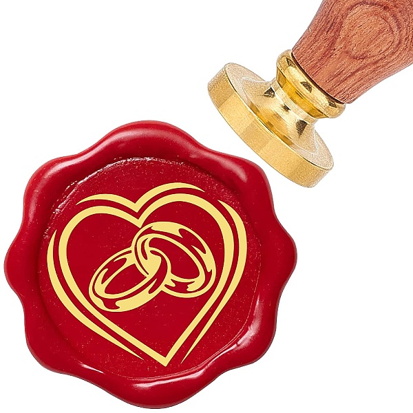 

PandaHall Brass Wax Seal Stamp with Rosewood Handle, for DIY Scrapbooking, Heart Pattern, 25mm Brass Heart