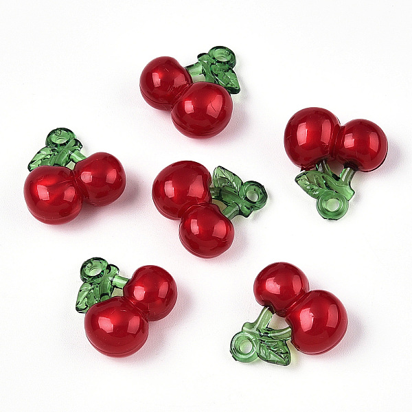 

PandaHall Korea Acrylic Pendants, Cherry, Red, 20.2x20x10mm, Hole: 2.6mm Acrylic Cherry Red